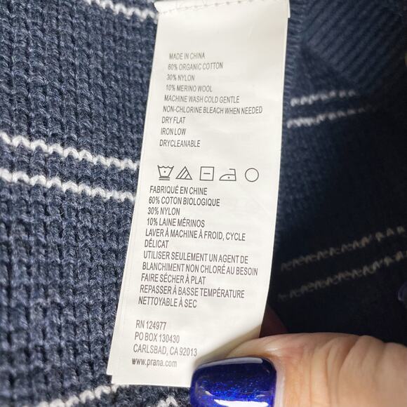 prAna Womens Milani Henley Dress Medium Nautical Stripe Blue Waffle Knit NWT - Picture 6 of 9